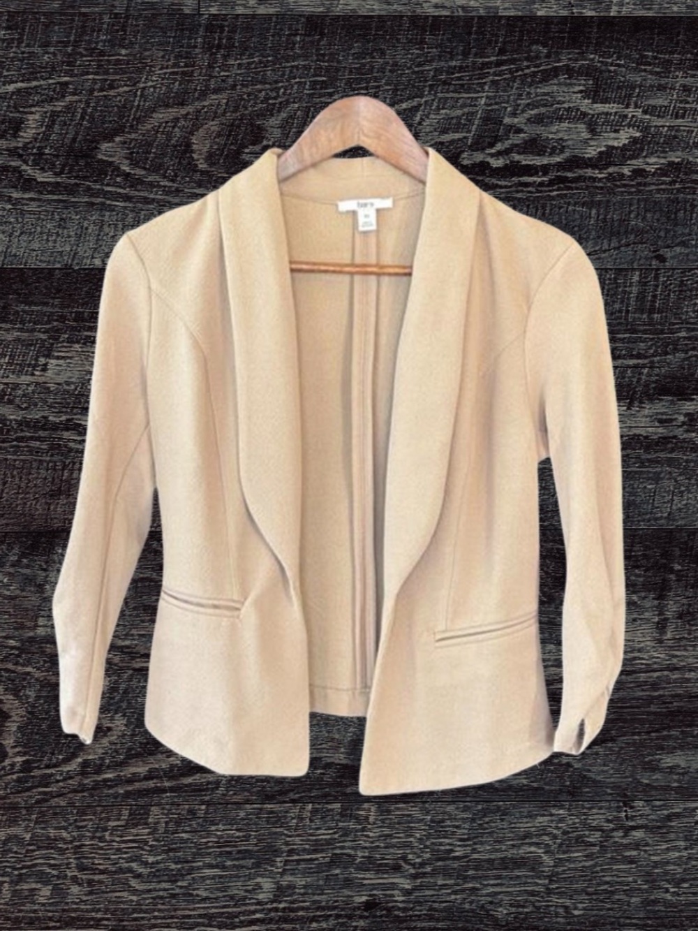 Bar III Beige Textured Open-Front Blazer